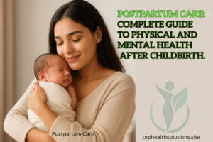 Mother holding newborn baby in warm natural light, symbolizing postpartum care and maternal love.
