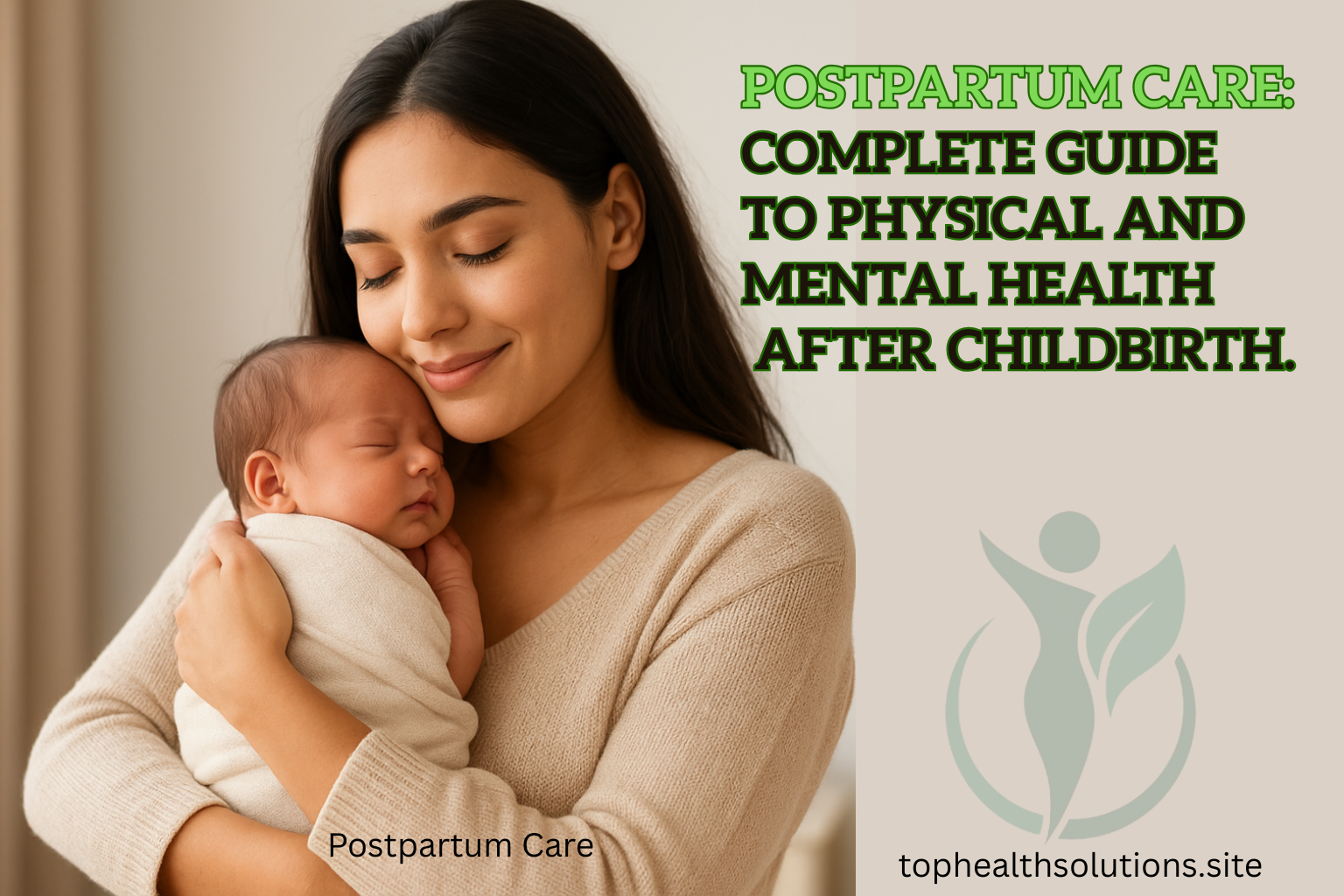 Mother holding newborn baby in warm natural light, symbolizing postpartum care and maternal love.
