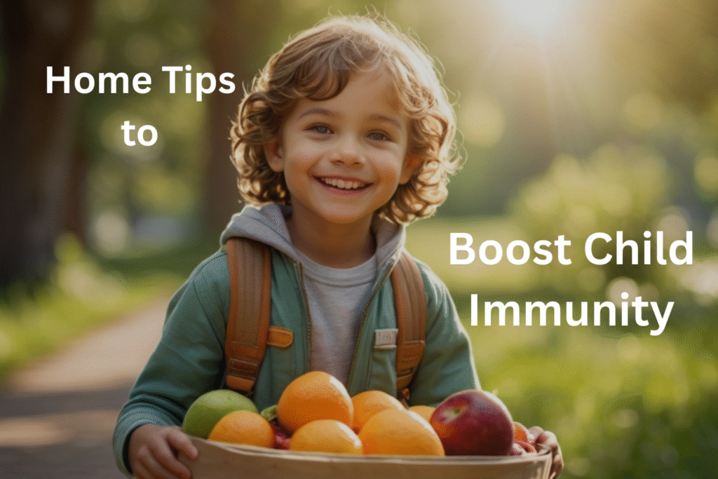 Healthy child outdoors symbolizing boosted child immunity through natural methods