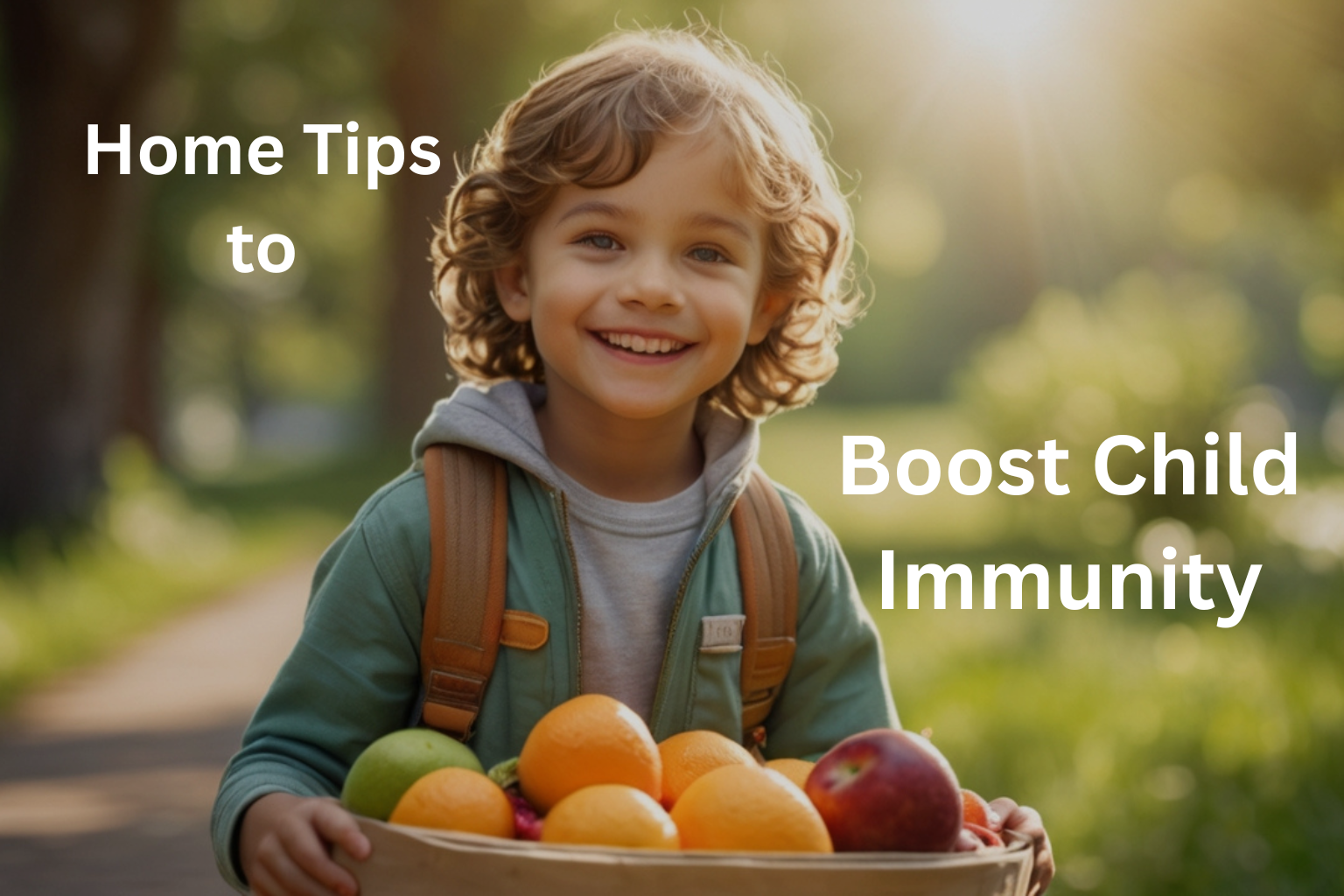 Healthy child outdoors symbolizing boosted child immunity through natural methods