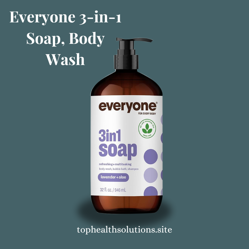 Everyone 3-in-1 Soap Body Wash in an amber pump bottle with lavender and aloe formula, featured among the best organic body washes for gentle everyday skincare.