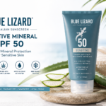 Blue Lizard Sensitive Mineral Sunscreen SPF 50 lotion with organic aloe vera for sensitive skin and broad-spectrum UVA UVB protection
